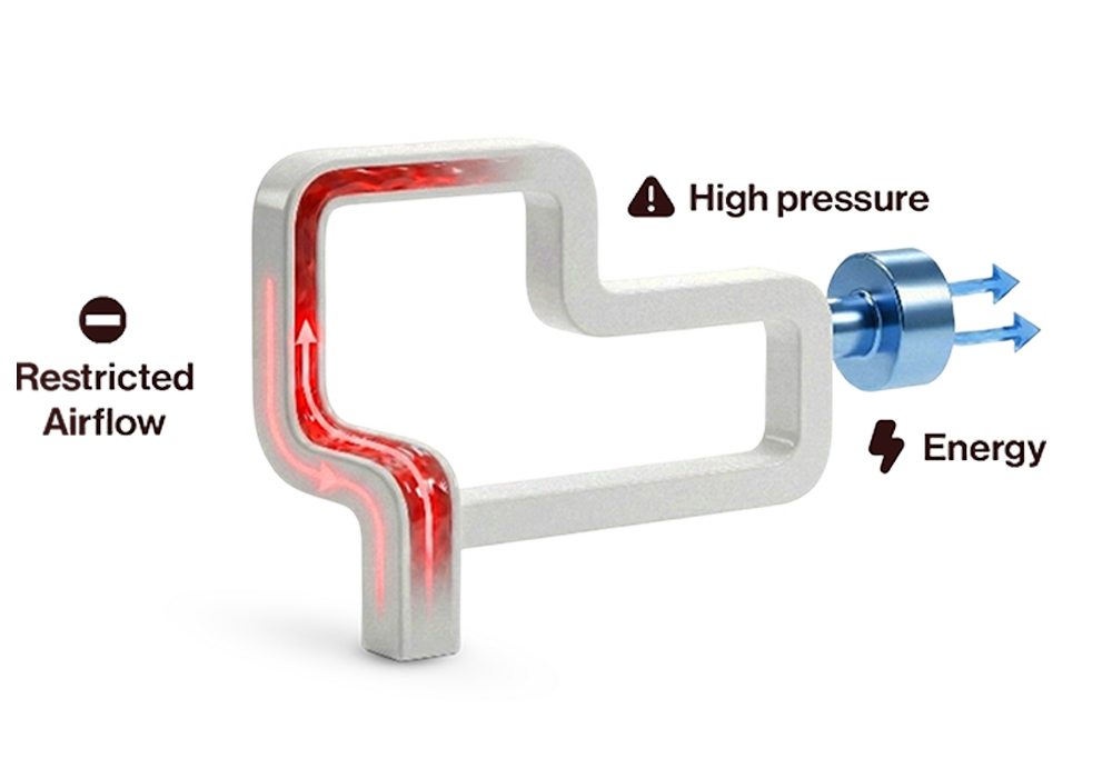 Illustration of a home HVAC system showing airflow issues